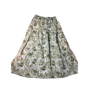 Rachel Zoe Midi Skirt S Linen Jungle Animal Safari Boho Beachy Coastal Brunch